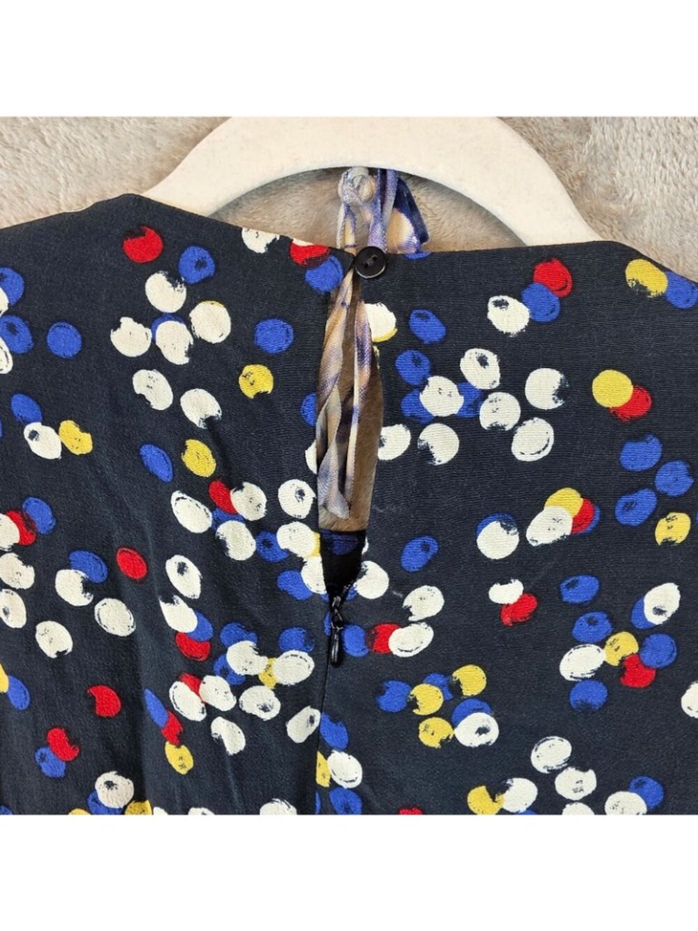 Zara Dress Womens L Multicolor Polka Dot Round Neck Long Sleeve Maxi Belted - Picture 13 of 13